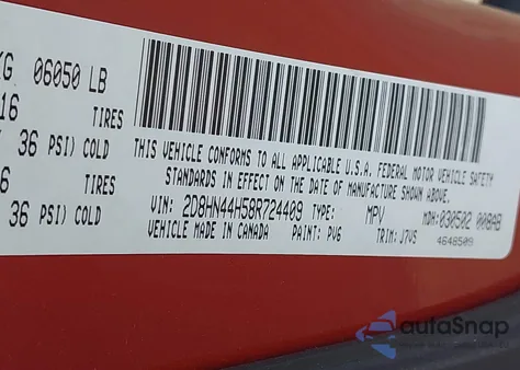 2008 Dodge Grand Caravan Se from USA, damaged, VIN 2D8HN44H58R724409